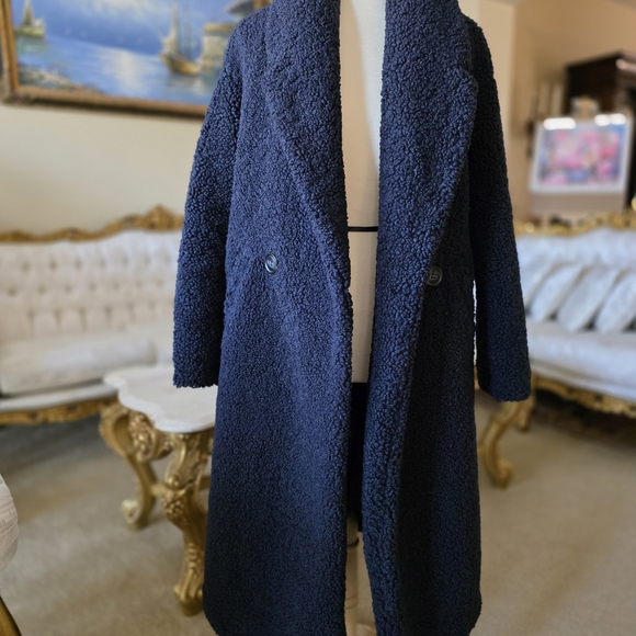 Zara Navy color Teddy Coat-   Oversized - Picture 2 of 9